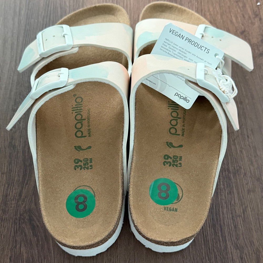 Papillio Birkenstock Arizona Platform Vegan Sandals Pastel Watercolor 39 US 8 - Picture 2 of 7